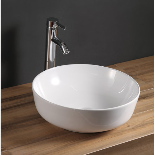 Elanti 16.5'' White Ceramic Circular Vessel Bathroom Sink Wayfair